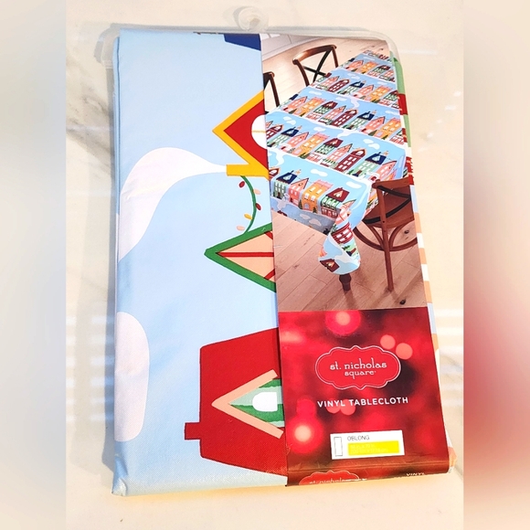 St. Nicholas Square Holiday House Vinyl Table Cloth 50 x 70 - Picture 1 of 5